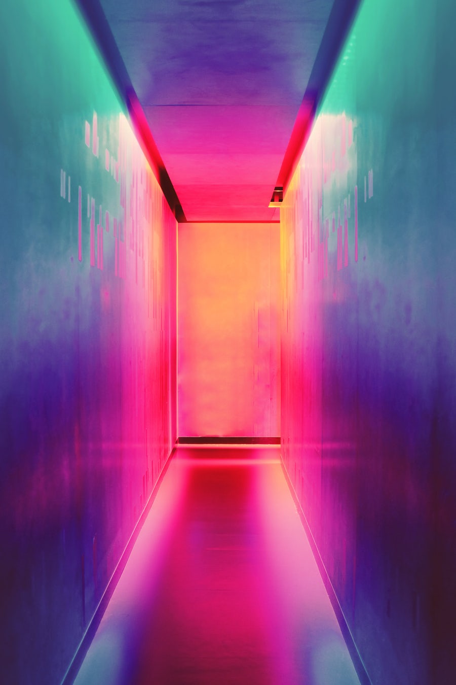an illuminated florescent door